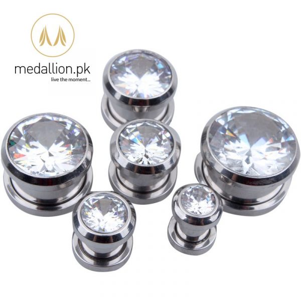 1 Pair Crystal Zircon Ear Plug Tunnel Piercing Earrings.-153