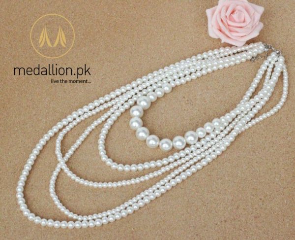 Multilayer Imitation Pearl Statement Necklace.-129