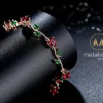 Rose Gold Plated Red + Green AAA Cubic Zirconia Bracelet