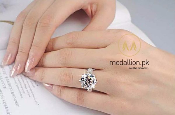 White Gold Plated 8 Carat Crown AAA Cubic Zirconia Ring. -181