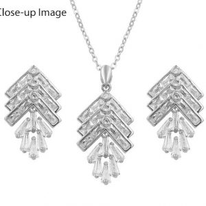 White Gold Plated CZ Leaf Jewelry Set-343