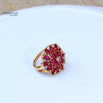 Gold Plated Ruby Color Zircons Flower Shape Ring