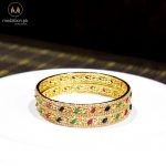 1 Karat Gold Plated Multicolor Color Zircons Two Bangles