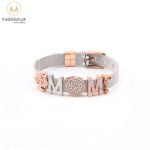 Silver & Rose Gold Plated Stainless Steel Charm Bracelet for Mom