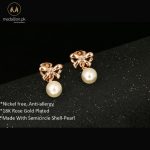 18K Rose Gold Plated Bowknot Stud Earrings for Girls-564