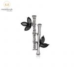 Korean Trendy Black Bamboo Rhinestone Brooch Pin-609
