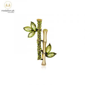 Korean Trendy Green Bamboo Rhinestone Brooch Pin-608