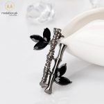 Korean Trendy Black Bamboo Rhinestone Brooch Pin-0