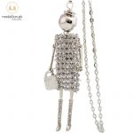 Silver Dress Doll Rhinestones Long Chain Necklace for Girls-0