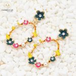 Multicolor Flower Pearl & Rhinestone Drop Earnings -681