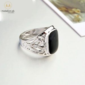 Platinum Plated Black CZ Vintage Ring for Men-755