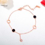 JeeMango Vintage Stainless Steel Rose Gold Beaded Chain Charm Leg Anklets For Women Ankle Bracelet Woman Foot Jewelry JA19005