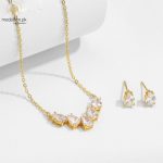 Gold Plated AAA+ Water Drop Cubic Zirconia Jewelry Set