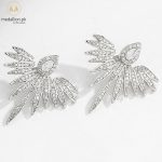 ZAKOL 2020 Elegant Feather Shape White Gold Color High Quality Cubic Zirconia Jewelry Party Stud Earrings 1