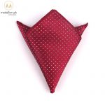 100% Polyester Red Dotted Pocket Square For Men