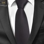 100% Polyester Black Solid Slim Tie