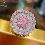 Luxury Gold Plated Pink CZ Round Shape Ring