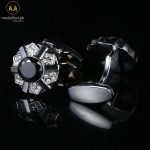 Luxury Black & Silver Round Men’s Business Cufflinks