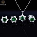 Luxury Silver Plated Green AAA+ CZ Jewelry Set