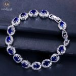 High Quality White Gold Plated Blue AAA+ CZ Bracelet