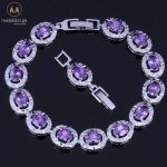High Quality White Gold Plated Purple AAA+ CZ Bracelet