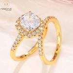 Elegant Gold Plated AAA+ CZ Two Rings Set