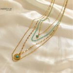 Stainless SteelMultilayer Green Stone Necklace 2