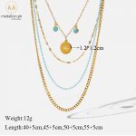 Stainless SteelMultilayer Green Stone Necklace 5