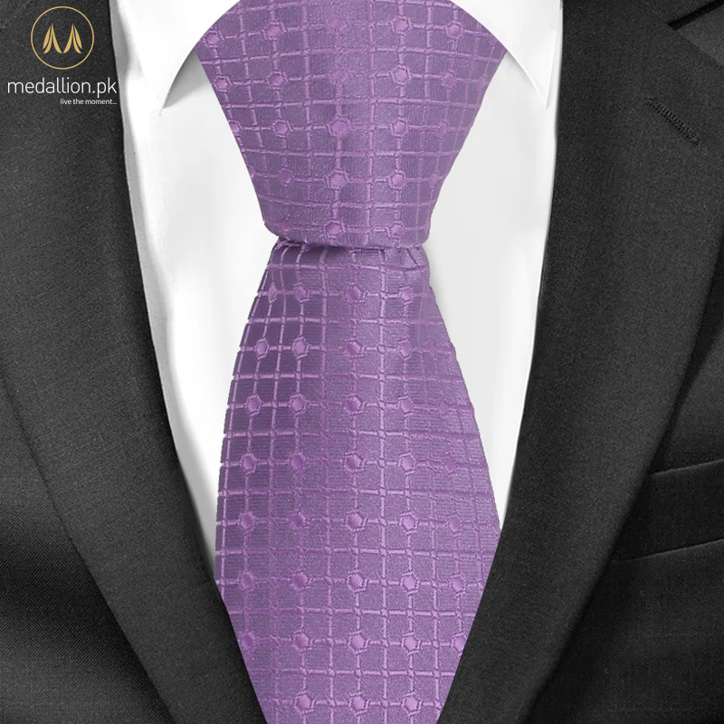 100% Polyester Purple Jacquard Dotted Slim Tie For Men