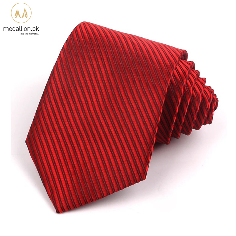100% Polyester Red Stripped Executive Tie For Men