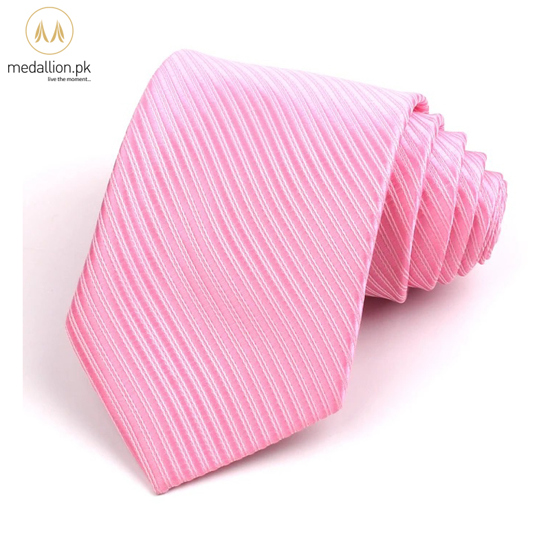 100% Polyester Pink Stripped Executive Tie For Men