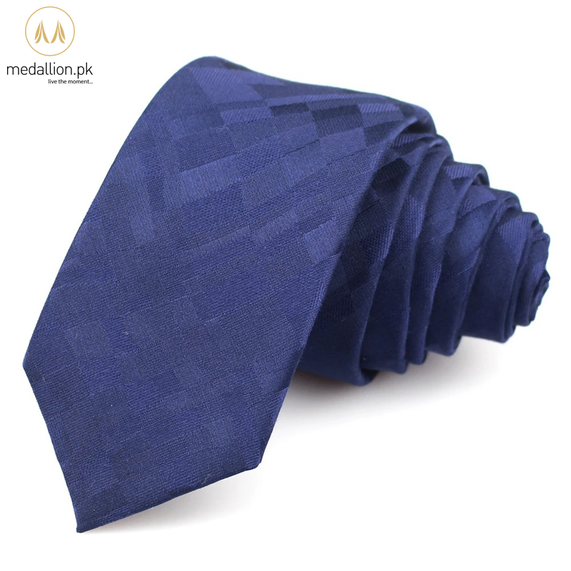 100% Polyester Blue Plaid Slim Tie For Men