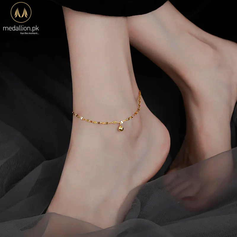 Gold Plated Round Bean Anklet