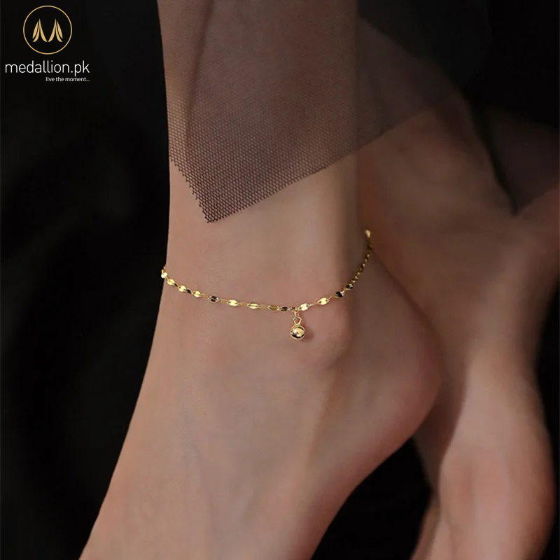 Gold Plated Round Bean Anklet
