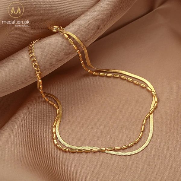316L Stainless Steel Gold Plated Multilayer Chain Anklet