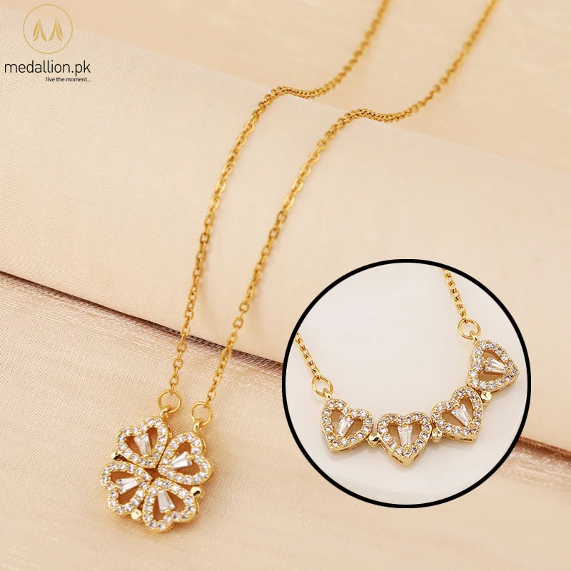 Stainless Steel Gold Plated Magnet Heart Necklace 1