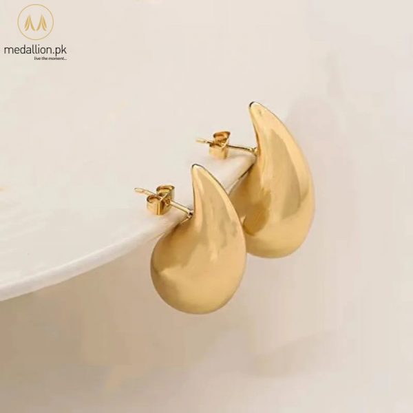 Vintage Rose Gold Plated Dome Water Drop Earrings