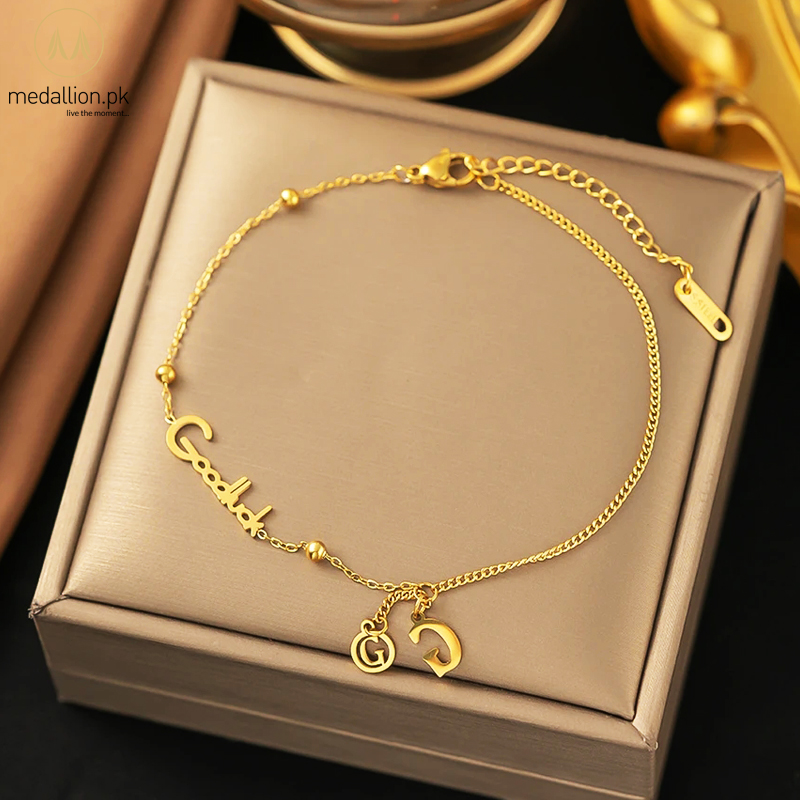 316L Stainless Steel Gold Plated Good Luck Charm Anklet