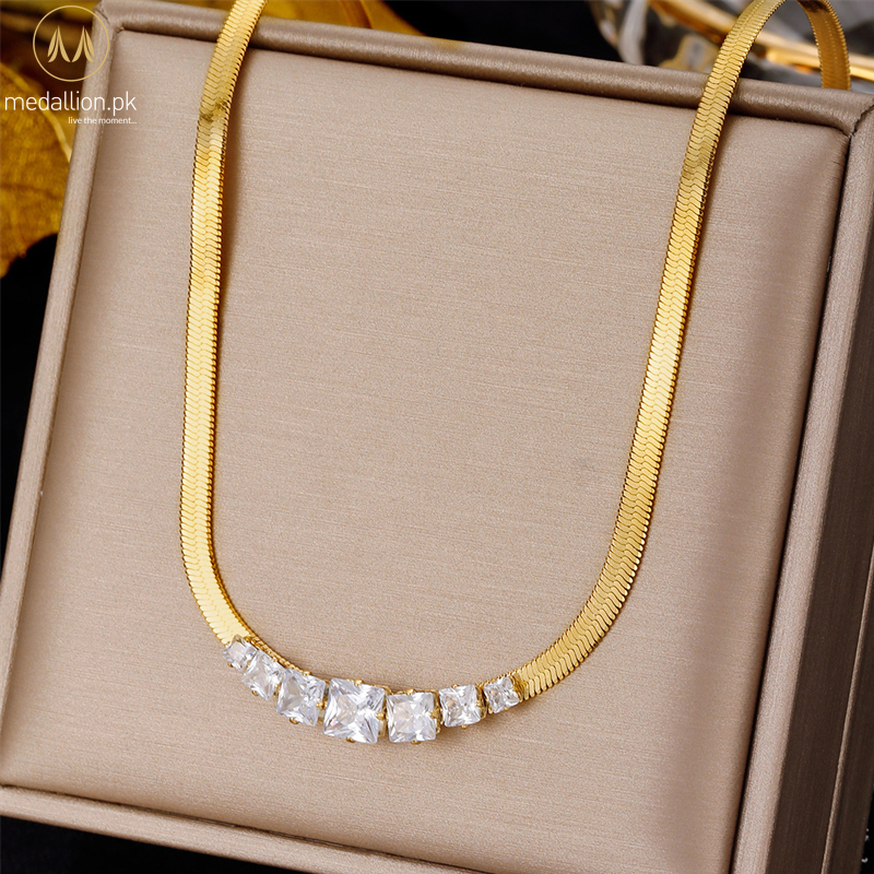316L Stainless Steel Gold Plated AAA+ Zircon Necklace