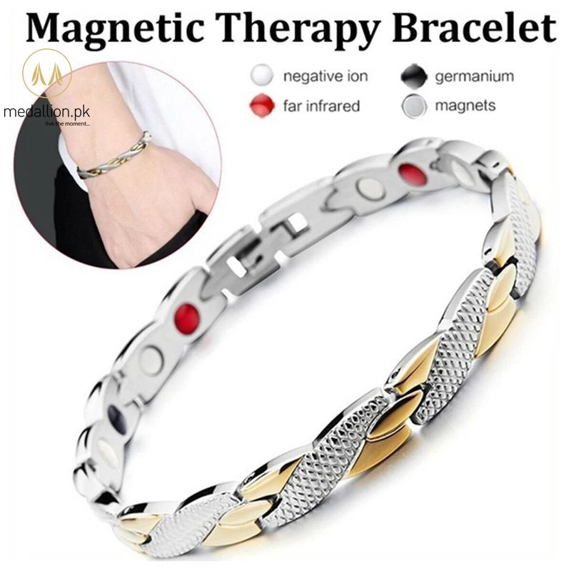 Stainless Steel Energy Magnet Gold & Silver Color Bracelet