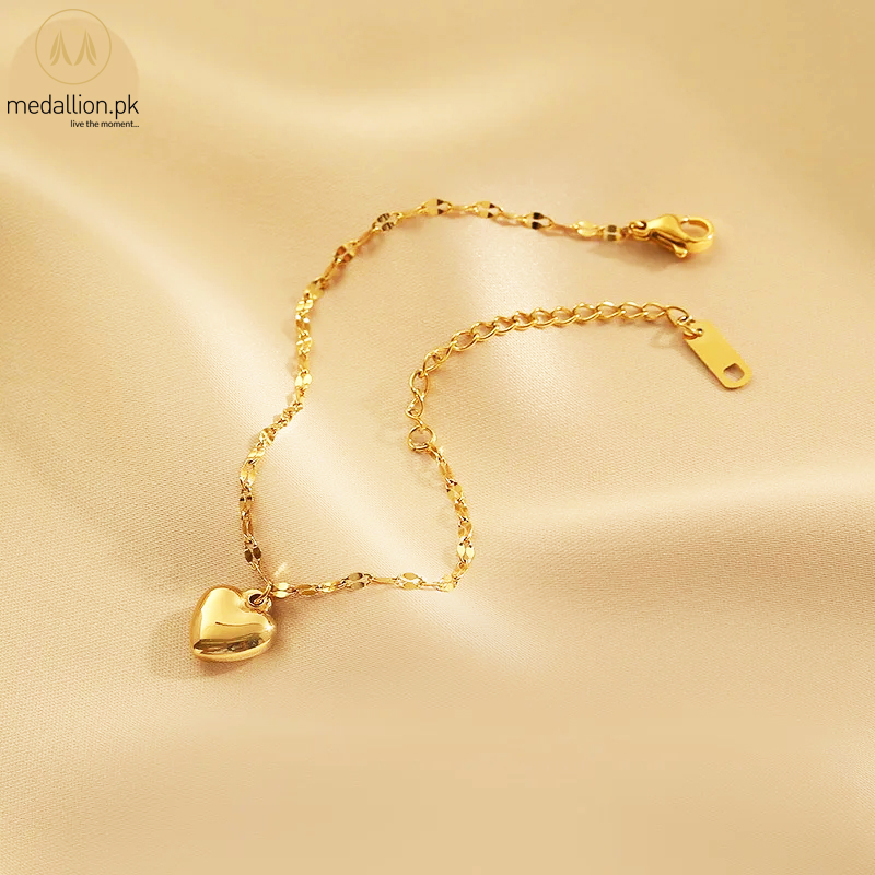 316L Stainless Steel Gold Plated Love Heart Charm Bracelet