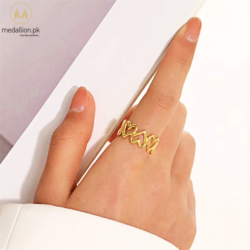 Stainless Steel Gold Plated Leaf Shape Ring