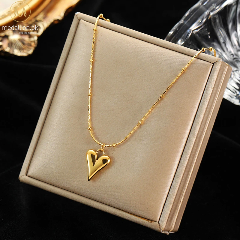 316L Stainless Steel Gold Plated Cute Heart Necklace