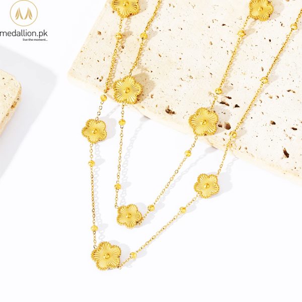 316L Stainless Steel Gold Plated Clover Flower Necklace