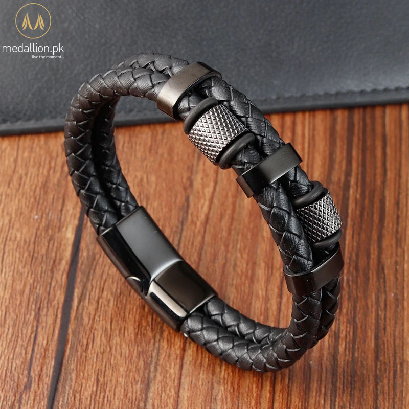 Genuine Leather Stainless Steel Magnetic Buckle Bracelet