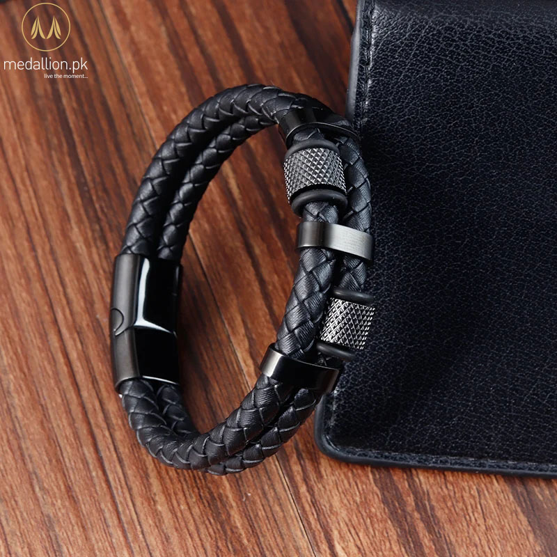 Genuine Leather Stainless Steel Magnetic Buckle Bracelet