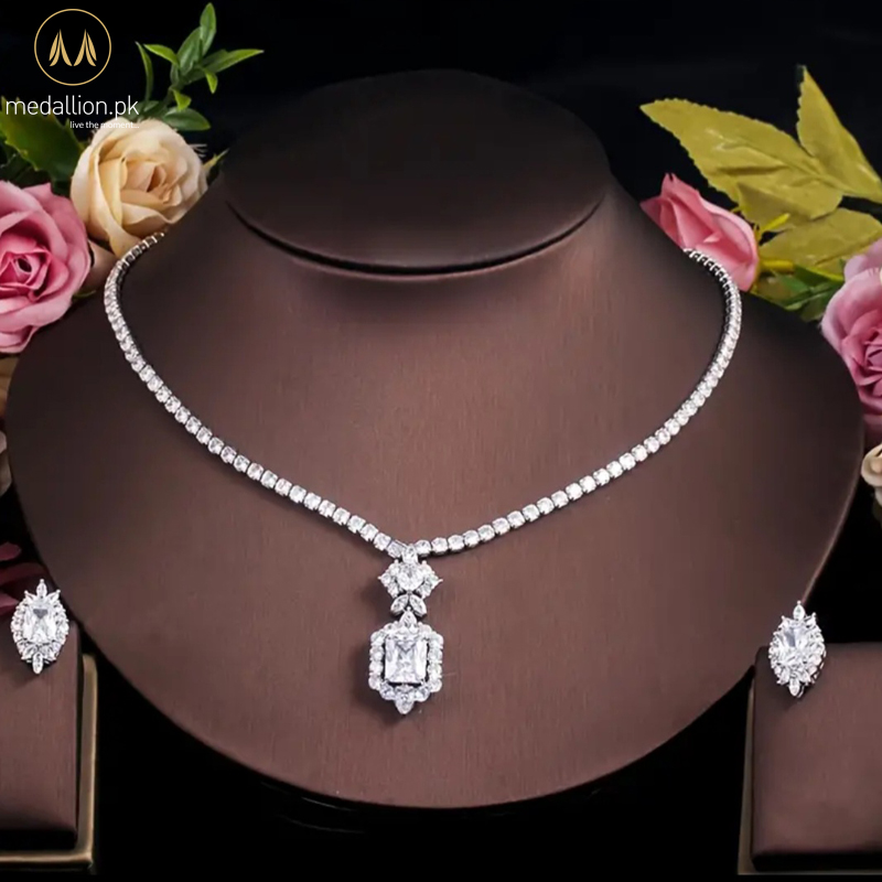 Luxury Silver Plated AAA+ Cubic Zirconia Jewelry Set