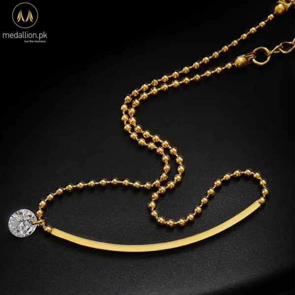 Stainless Steel 18K Gold Plated Big Zirconia Pendant Anklet
