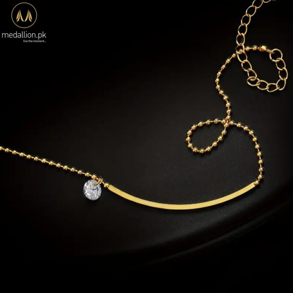 Stainless Steel 18K Gold Plated Big Zirconia Pendant Anklet