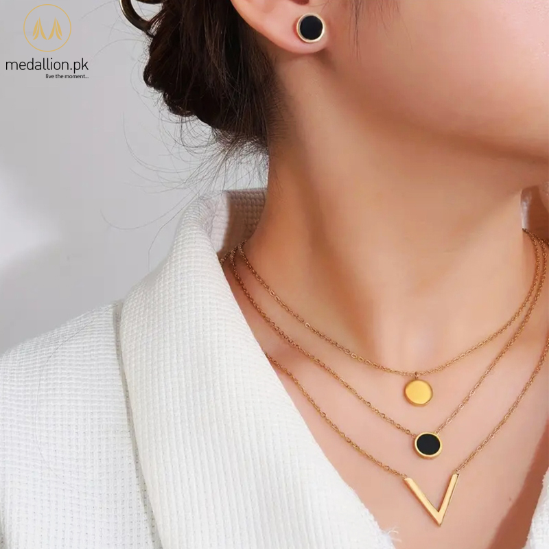 Stainless Steel 18K Gold Plated Multilayer Jewelry Set